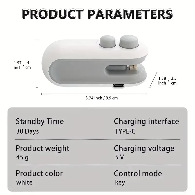 Mini Plastic Bag Sealer Rechargeable 2 in 1 Bag Heat Sealer with Cutter Portable Thermal Sealer Plastic Bags Sealant Machine