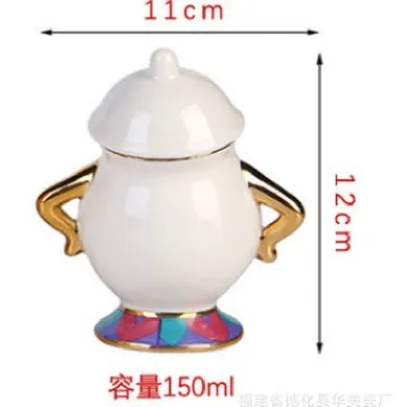 New Cartoon Teapot Cute Cartoon Beauty and the Beast Coffee Pots Mug Mrs Potts Chip Cup Tea Pots Cup One Tea Sets