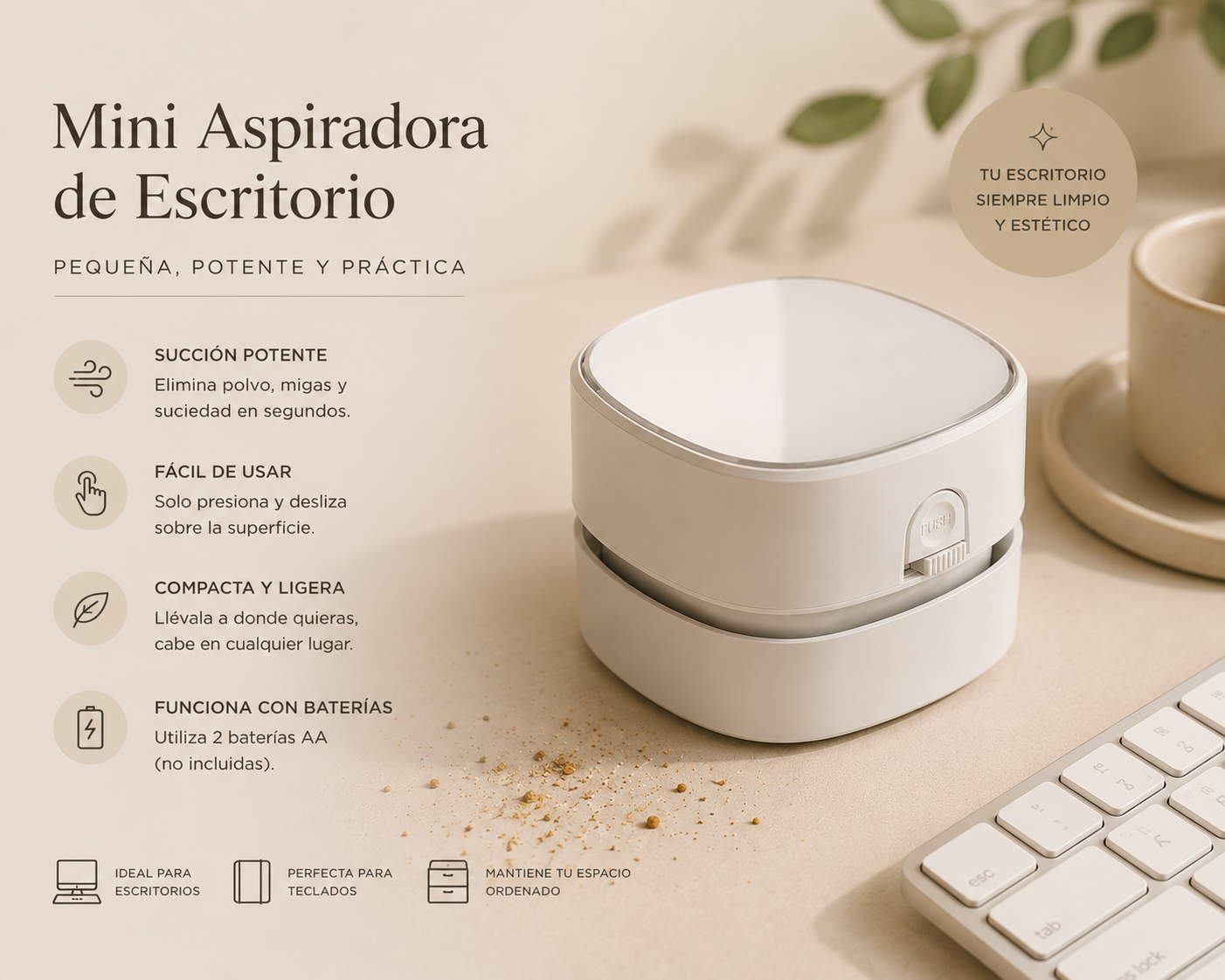 Mini Aspirador Portátil de Escritorio